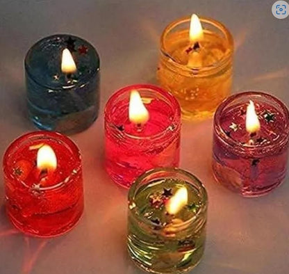 Multicolour Smokeless Decorated Mini Cute Glass Jelly Gel Candles (Pack of 12 Pcs) - Premium  from Mystical9 - Just Rs 600 /- Shop now at Mystical9.com