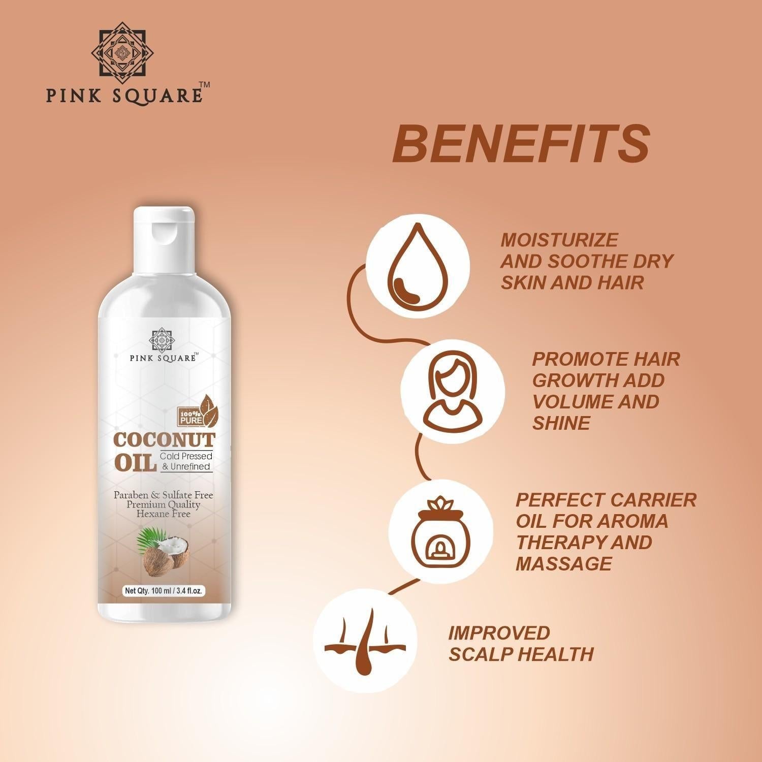 Premium Coconut Herbal Hair Oil ( Non-Sticky) - For Strong and Shiny Hair (100ml) - Premium  from Mystical9 - Just Rs 450 /- Shop now at Mystical9.com