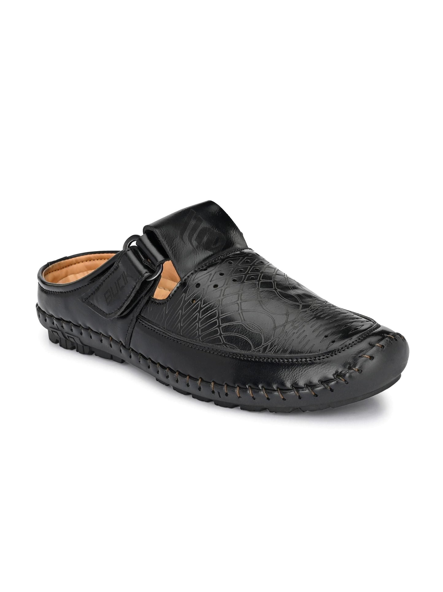 Bucik Men's Black Synthetic Leather Slip-On Casual Sandal - Premium  from Mystical9 - Just Rs 875 /- Shop now at Mystical9.com