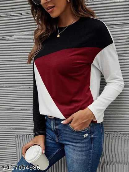 Popster Multi Printed Cotton Round Neck Regular Fit Long Sleeve Womens T-Shirt - Premium  from Mystical9 - Just Rs 670 /- Shop now at Mystical9.com