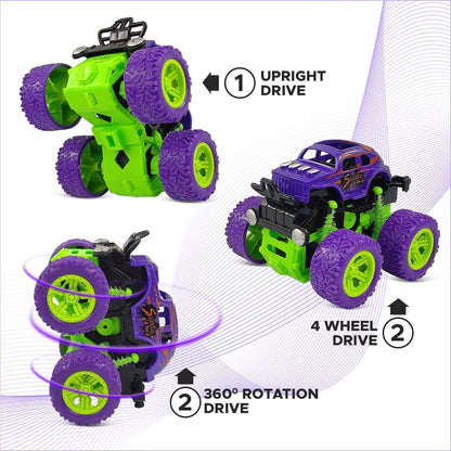 360 Degree Mini Monster Trucks Friction Powered Cars for Kids (Pack Of 2) - Premium  from Mystical9 - Just Rs 600 /- Shop now at Mystical9.com