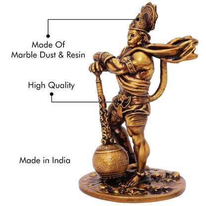 Premium Car Dashboard Resin Bahubali Hanuman Idol Home Decor Item Hanuman Murti Statue for Desk & Gift - Premium  from Mystical9 - Just Rs 699 /- Shop now at Mystical9.com