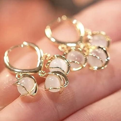 Korean Style Gold Plated Eyebell Cat Eye Earrings - Premium  from Mystical9 - Just Rs 624 /- Shop now at Mystical9.com