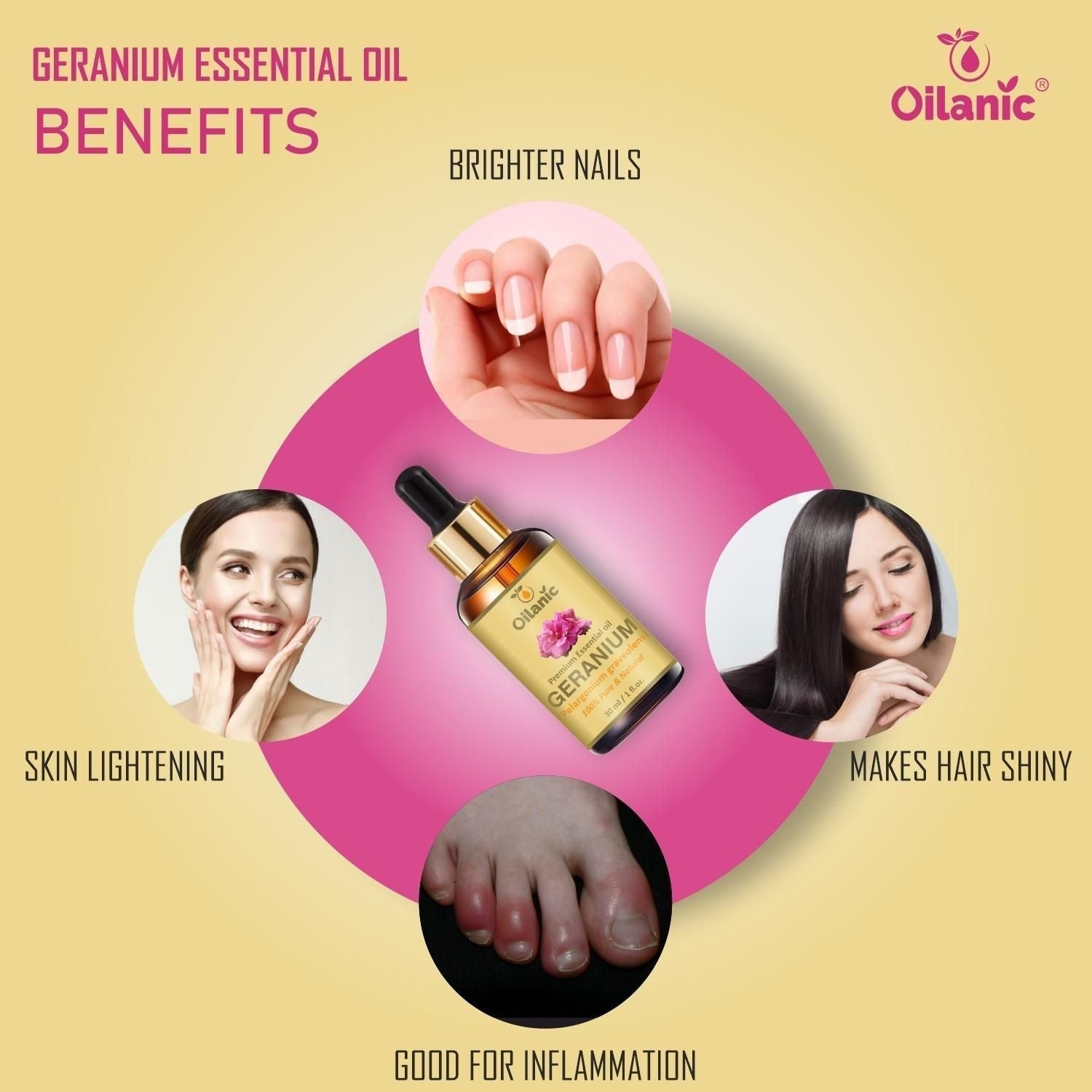 Oilanic Premium Geranium Essential Oil (30 ml) - Premium  from Mystical9 - Just Rs 500 /- Shop now at Mystical9.com