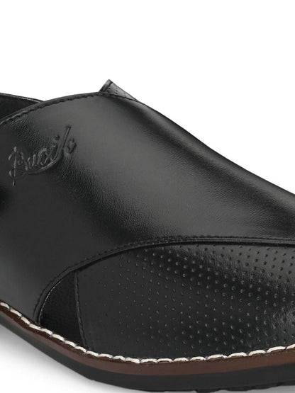 Bucik Men's Black Genuine Leather Slip-On Casual Sandal - Premium  from Mystical9 - Just Rs 997 /- Shop now at Mystical9.com