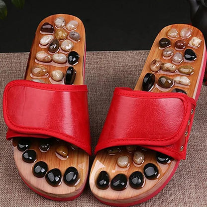 Acupressure Natural Stone Slippers (Red) - Premium  from Mystical9 - Just Rs 800 /- Shop now at Mystical9.com