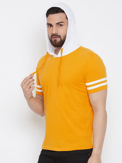 Pure Cotton Solid Half Sleeves Mens Hooded Neck T-Shirt - Premium  from Mystical9 - Just Rs 670 /- Shop now at Mystical9.com