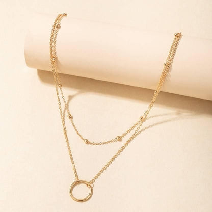 Double Layer Ring Necklace (Golden) With Coin Pearl Choker - Premium  from Mystical9 - Just Rs 600 /- Shop now at Mystical9.com