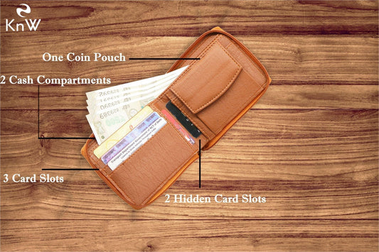 KnW Wallet Leather tan round zip - Premium  from Mystical9 - Just Rs 600 /- Shop now at Mystical9.com