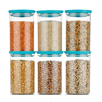 Airtight Plastic Containers- 900 ml Plastic Cereal Dispenser, Air Tight, Grocery Container, Fridge Container,Tea Coffee & Sugar Container, Spice Container (Pack of 6) - Premium  from Mystical9 - Just Rs 800 /- Shop now at Mystical9.com