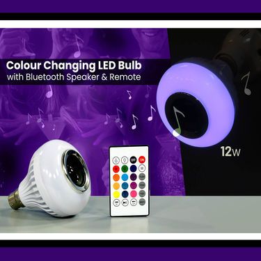 Colour Changing LED Bulb with Bluetooth Speaker & Remote - Premium  from Mystical9 - Just Rs 800 /- Shop now at Mystical9.com