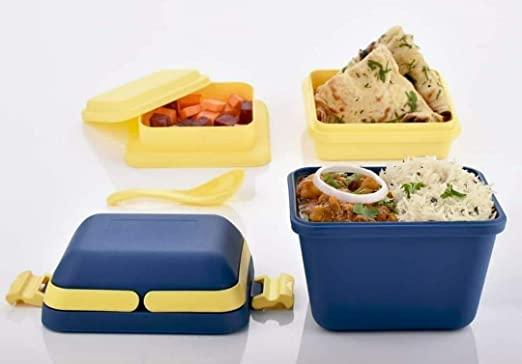 Airtight Lunch Box Set | 3 Compartment Tiffin with Handle & Push Lock | Plastic Tiffin Box for Travelling, School Kids & Office Exclusive - Premium  from Mystical9 - Just Rs 620 /- Shop now at Mystical9.com