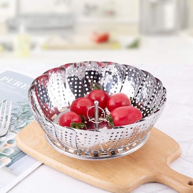 Stainless Steel Steamer basket for Veggie/Seafood with Safety Tool - Premium  from Mystical9 - Just Rs 600 /- Shop now at Mystical9.com