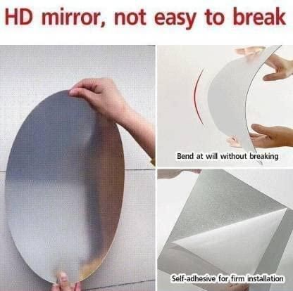 WallDaddy Oval Shape Plastic Mirror For Wall Size (20x30)Cm Flexible Mirror B-DiamondMirror - Premium  from Mystical9 - Just Rs 550 /- Shop now at Mystical9.com