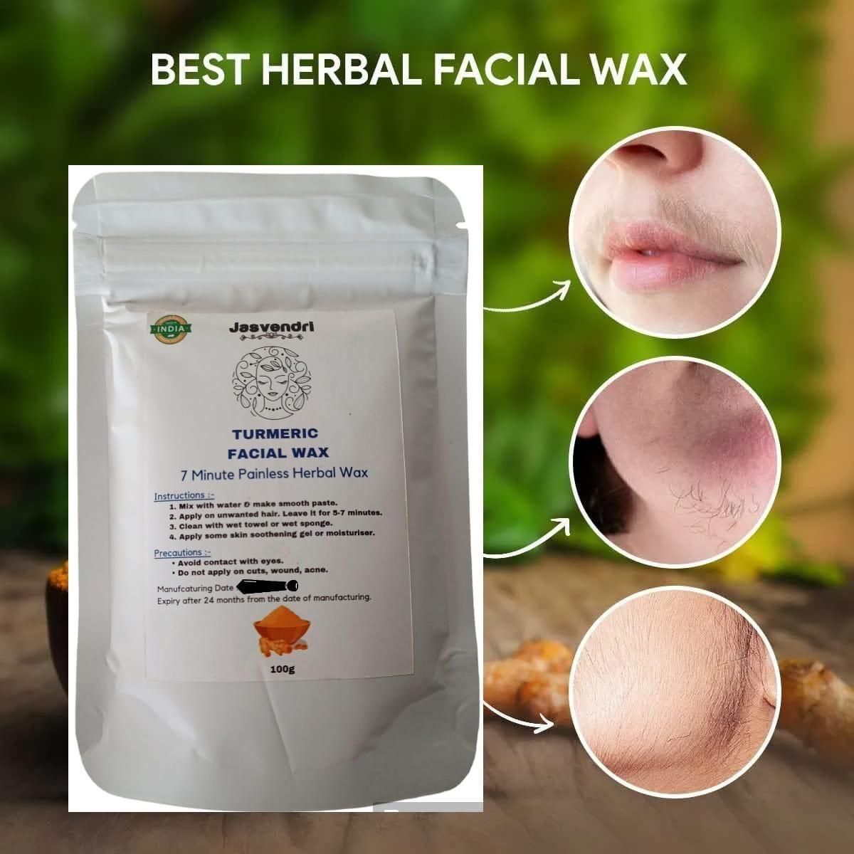 Turmeric Facial Wax - 5 Minute Painless Herbal Wax Powder (100g) - Premium  from Mystical9 - Just Rs 550 /- Shop now at Mystical9.com