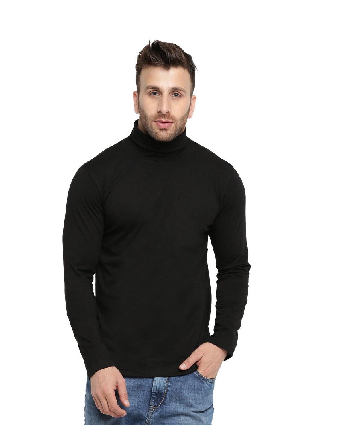 Gritstones Polyester Solid Full Sleeves Mens Stylish Neck T-Shirt - Premium  from Mystical9 - Just Rs 670 /- Shop now at Mystical9.com