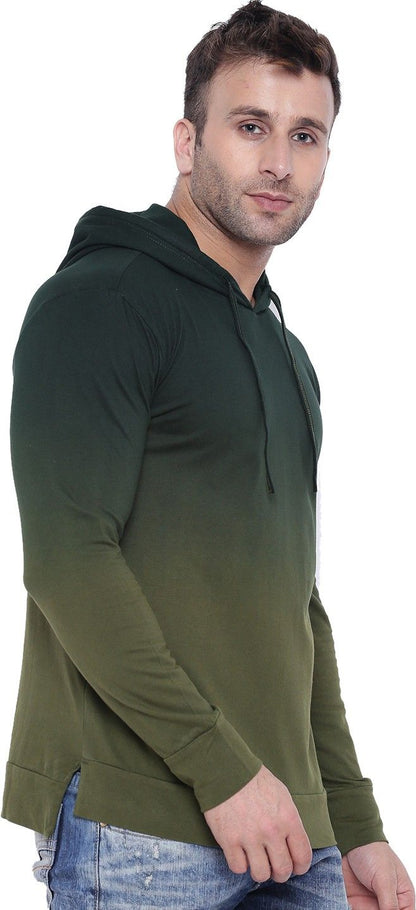 Gritstones Cotton Blend Color Block Full Sleeves Mens Hooded Neck T-Shirt - Premium  from Mystical9 - Just Rs 670 /- Shop now at Mystical9.com