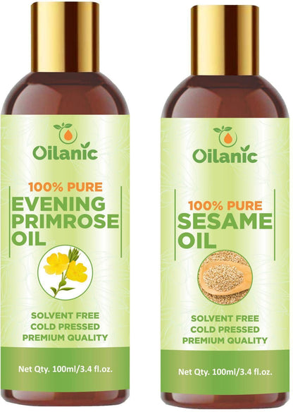 Oilanic Premium Evening Primrose Oil & Sesame Oil Combo pack of 2 bottles of 100 ml(200 ml) - Premium  from Mystical9 - Just Rs 700 /- Shop now at Mystical9.com