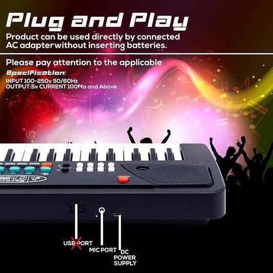 37 Keys Piano Keyboard Toy with Microphone, USB Power Cable & Sound Recording Function Analog Portable Keyboard - Premium  from Mystical9 - Just Rs 1100 /- Shop now at Mystical9.com