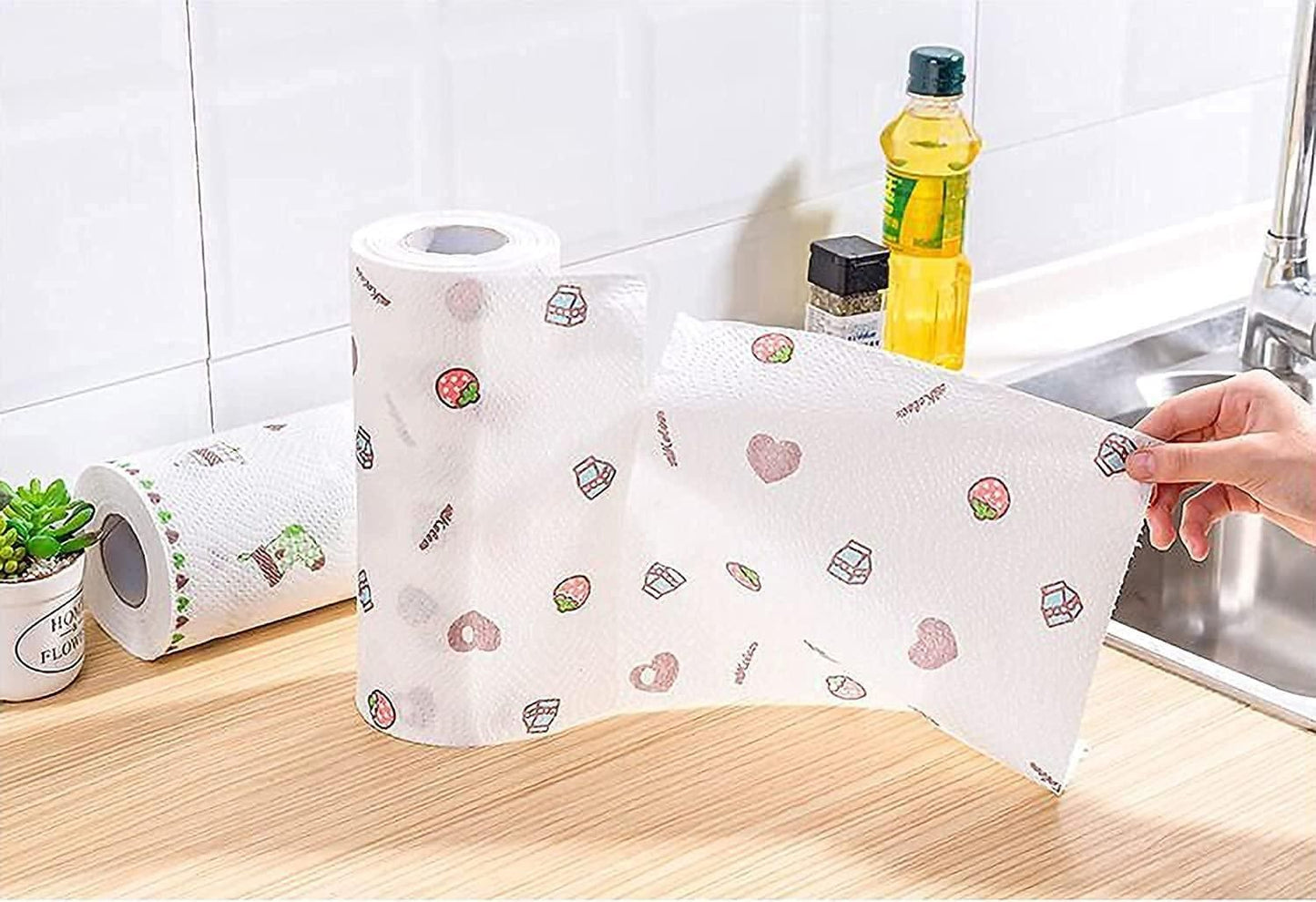 Non-Woven Reusable and Washable Kitchen Printed Tissue Roll - Premium  from Mystical9 - Just Rs 700 /- Shop now at Mystical9.com