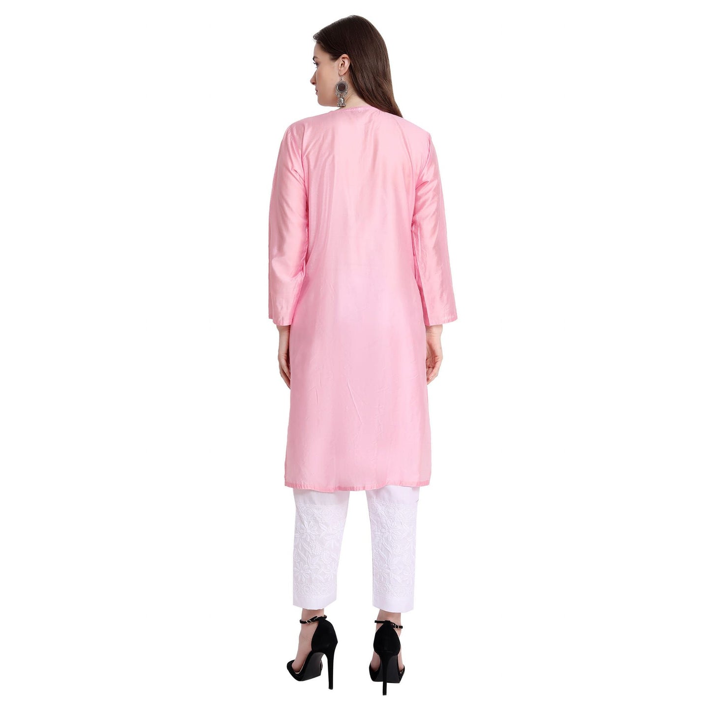 Women Chikankari Chanderi Silk Straght Kurti - Premium  from Mystical9 - Just Rs 778 /- Shop now at Mystical9.com