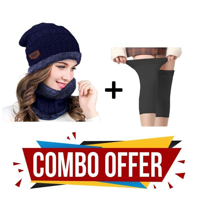 Eastern Club Winter Cap & Neck Scarf with 1 Pair Woolen Knee Cap for Unisex Combo - Premium  from Mystical9 - Just Rs 650 /- Shop now at Mystical9.com