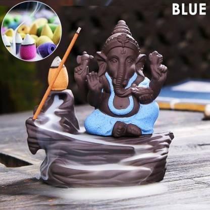 Handcrafted Meditation Monk Ganesha Smoke Backflow Cone Incense holder - Premium  from Mystical9 - Just Rs 550 /- Shop now at Mystical9.com