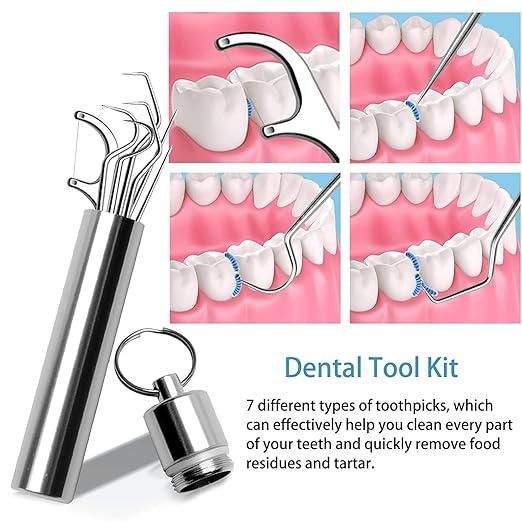 Dental Tools, 7 in 1 Stainless Steel Teeth Cleaning Tool Kit - Premium  from Mystical9 - Just Rs 650 /- Shop now at Mystical9.com