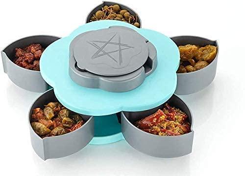 5 Compartments Flower Candy Box Serving Rotating Tray Dry Fruit 1 Piece Spice Set (Plastic, Green) - Premium  from Mystical9 - Just Rs 600 /- Shop now at Mystical9.com