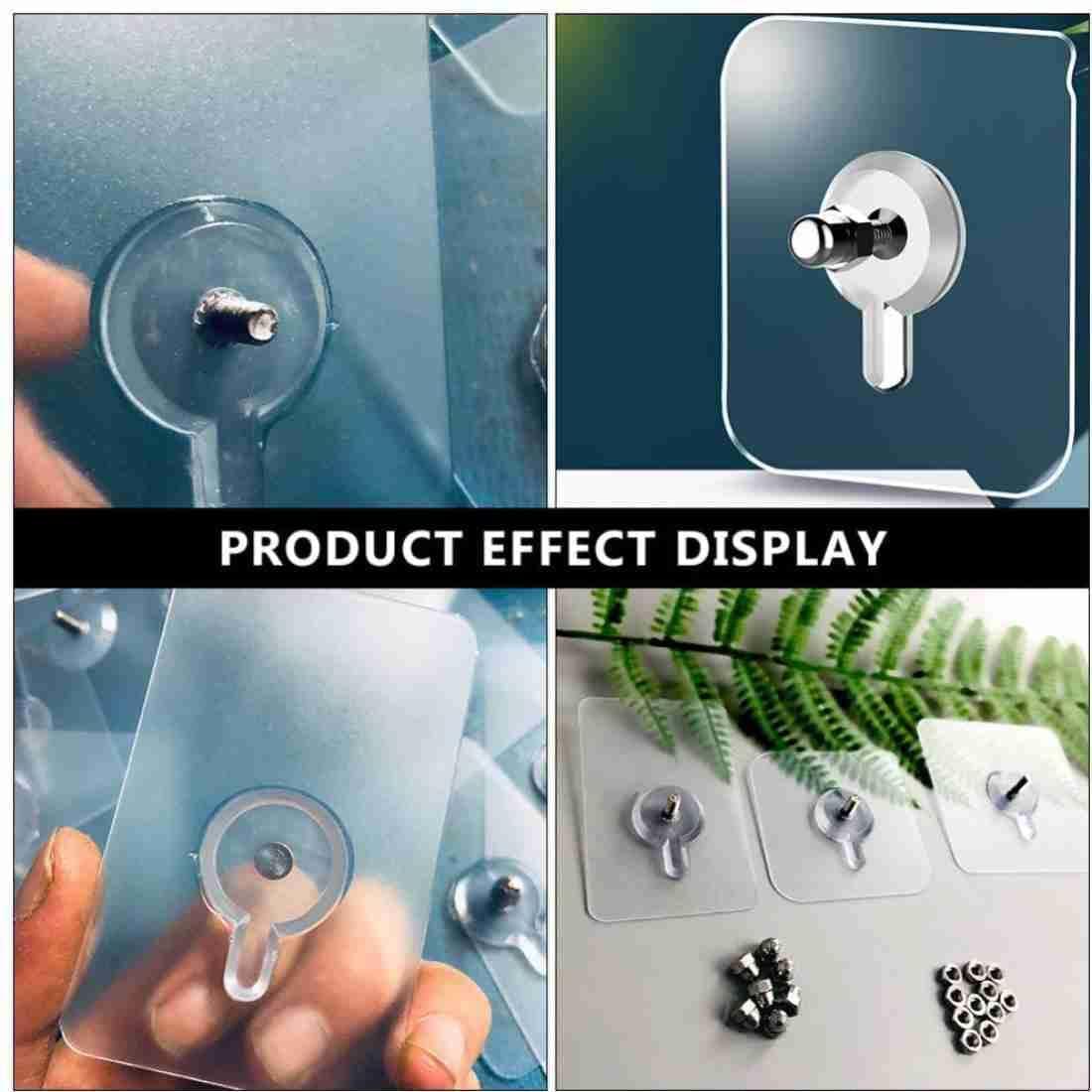 Punch-Free Wall-Mounted Screw Hook,Seamless Transparent No Nails Drill Waterproof Hooks for Bathroom, Kitchen, Home-Transparent, Stainless Steel (Pack of 10) - Premium  from Mystical9 - Just Rs 500 /- Shop now at Mystical9.com