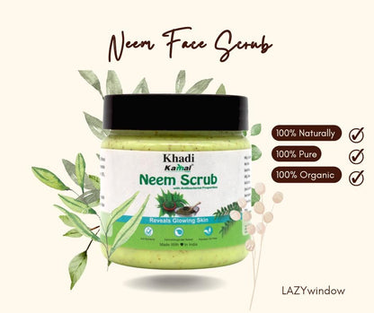 Khadi Kamal Herbal 100 Pure Natural & Organic Neem Face Scrub For Men And Women 180ml Pack of 5 - Premium  from Mystical9 - Just Rs 875 /- Shop now at Mystical9.com