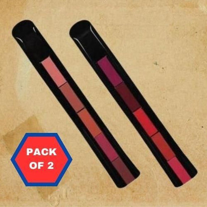 FAB 5 Matte Finish 5 in 1 Lipstick Pack Of 2 - Premium  from Mystical9 - Just Rs 565 /- Shop now at Mystical9.com