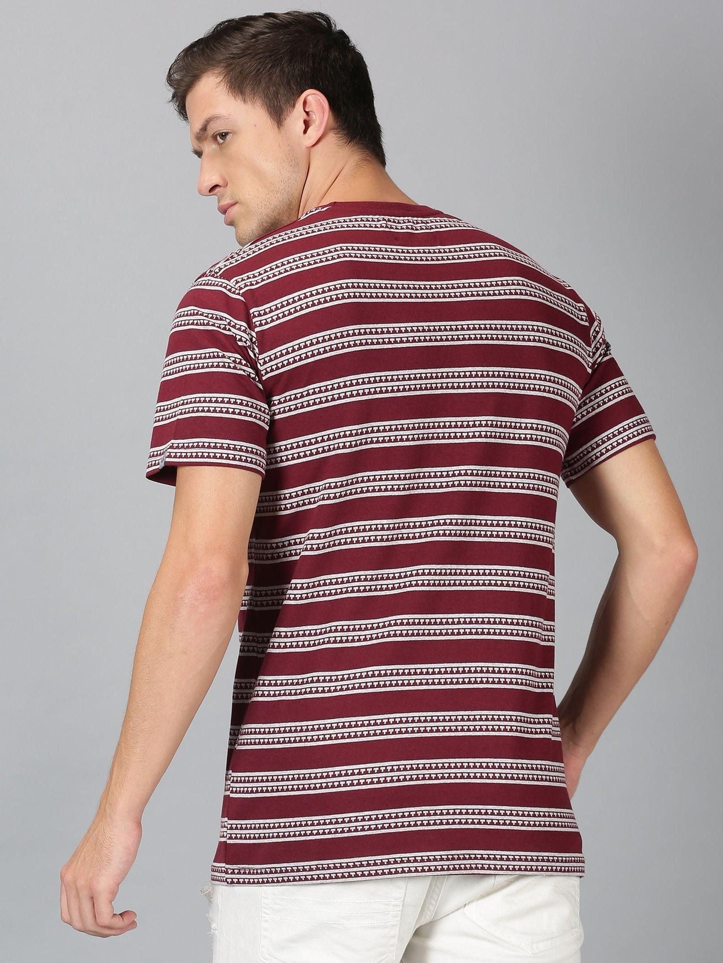 UrGear Cotton Stripes Half Sleeves Round Neck Mens Casual T-Shirt - Premium  from Mystical9 - Just Rs 628 /- Shop now at Mystical9.com