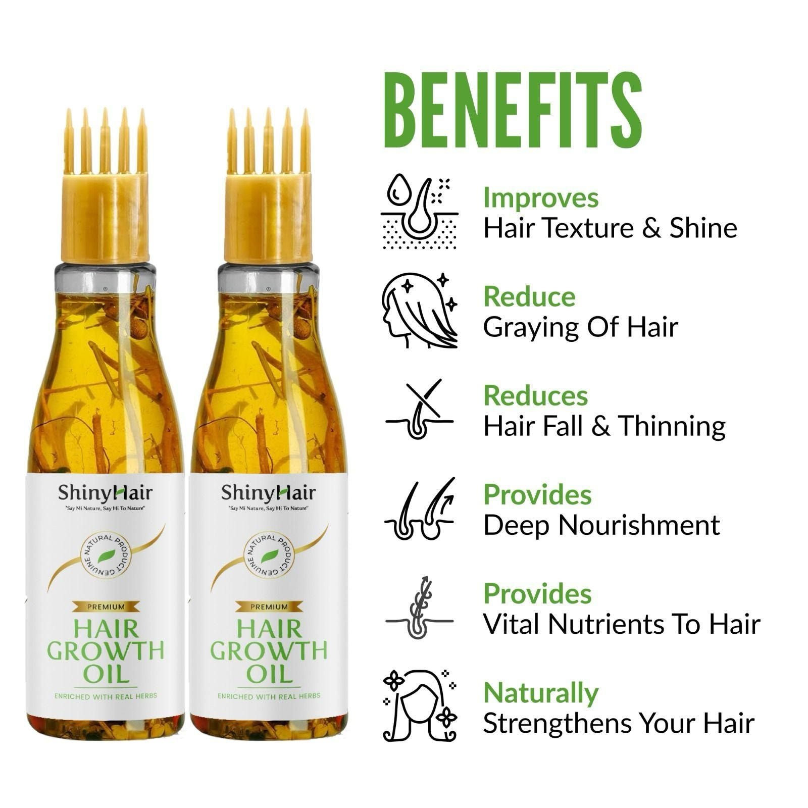 ShinyHair Growth Oil Enriched With Real Herbs 110ml (Pack of 2) - Premium  from Mystical9 - Just Rs 600 /- Shop now at Mystical9.com