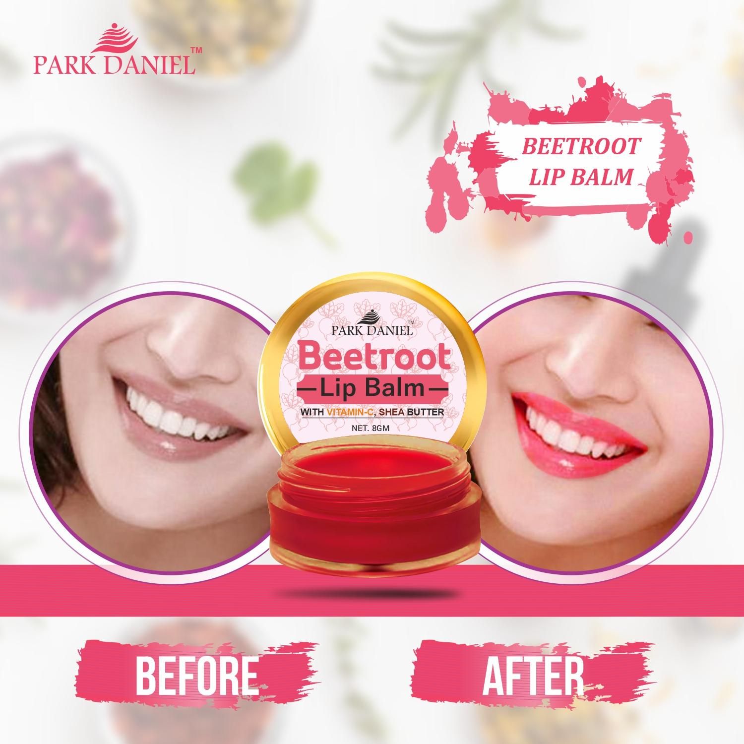 Park Daniel Premium Beetroot Lip Balm - Enriched With Vitamin E & Mango Butter- For Lightening the dark Lips, Lip Care for Dry & Chapped Lips(08 Gms) - Premium  from Mystical9 - Just Rs 400 /- Shop now at Mystical9.com