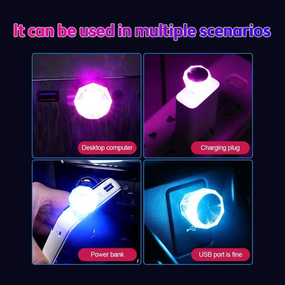 Diamond Shape Car Mini USB LED Environmental Lights (Multicolor) (Pack of 2) - Premium  from Mystical9 - Just Rs 630 /- Shop now at Mystical9.com