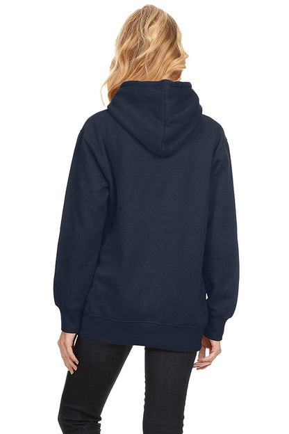 Popster Navy Blue Solid Fleece Hoody Regular Fit Long Sleeve Womens Sweatshirt - Premium  from Mystical9 - Just Rs 820 /- Shop now at Mystical9.com