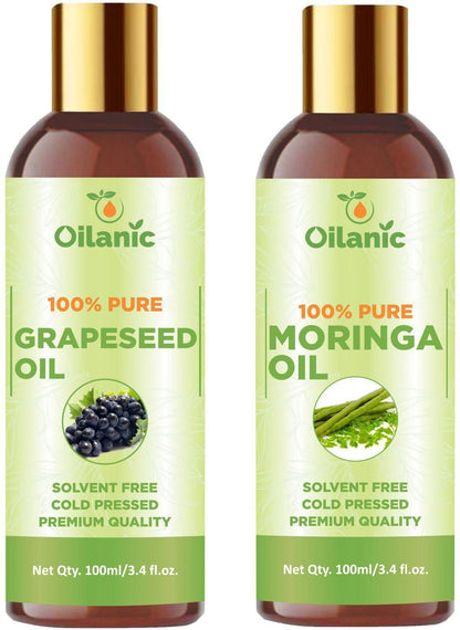 Oilanic Premium Grapeseed Oil & Moringa Oil Combo pack of 2 bottles of 100 ml(200 ml) - Premium  from Mystical9 - Just Rs 700 /- Shop now at Mystical9.com