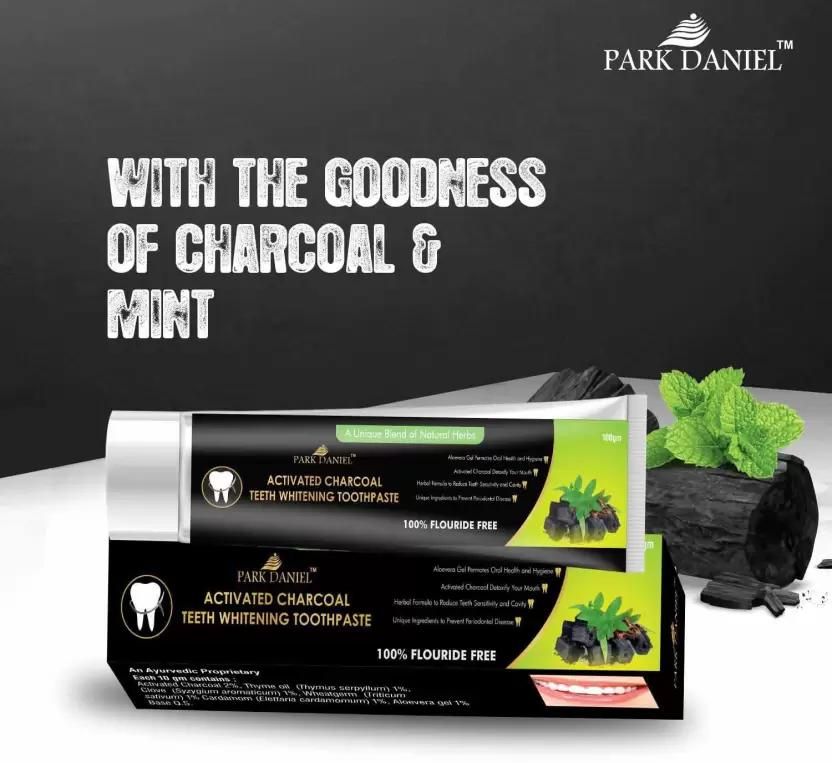 PARK DANIEL Natural Activated Charcoal Teeth Whitening Toothpaste - For Tobacco Stain, Tartar, Gutkha Stain and Yellow Teeth Removal | No Side Effect (100gm) Toothpaste  (100) - Premium  from Mystical9 - Just Rs 500 /- Shop now at Mystical9.com