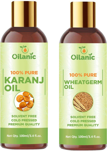 Oilanic Premium Karanj Oil & Wheatgerm Oil Combo pack of 2 bottles of 100 ml(200 ml) - Premium  from Mystical9 - Just Rs 700 /- Shop now at Mystical9.com