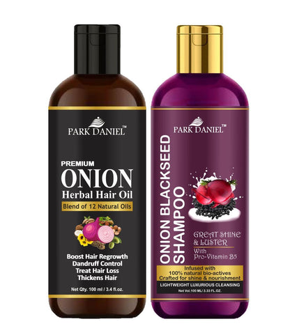 Park Daniel Onion Oil & Onion Blackseed Shampoo Combo Pack Of 2 bottle of 100 ml(200 ml) - Premium  from Mystical9 - Just Rs 1100 /- Shop now at Mystical9.com