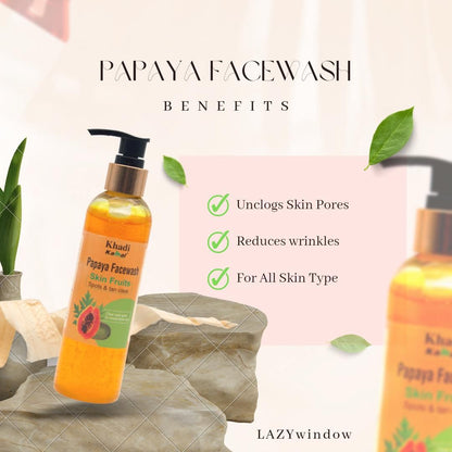 Khadi Kamal Herbal 100 Pure Natural & Organic Papaya Face Wash For Men And Women 210ml Pack of 5 - Premium  from Mystical9 - Just Rs 1100 /- Shop now at Mystical9.com