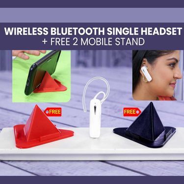 Fidato Wireless Bluetooth Single Headset With Free 2 Mobile Stands - Premium  from Mystical9 - Just Rs 650 /- Shop now at Mystical9.com