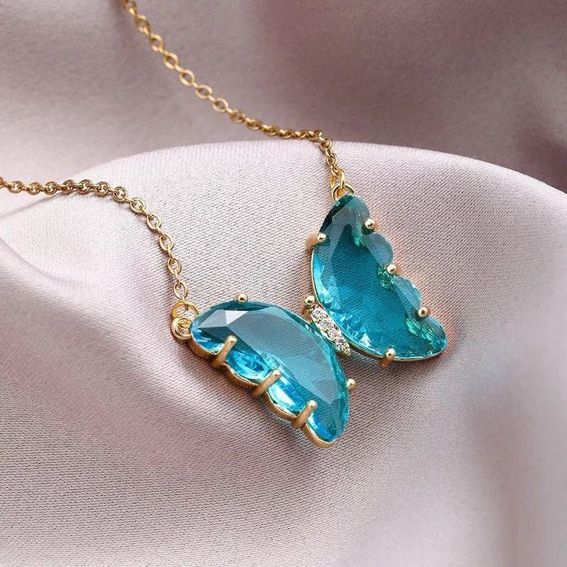 AVR Jewels pretty blue crystal butterfly pendant necklace for women and Girls - Premium  from Mystical9 - Just Rs 590 /- Shop now at Mystical9.com