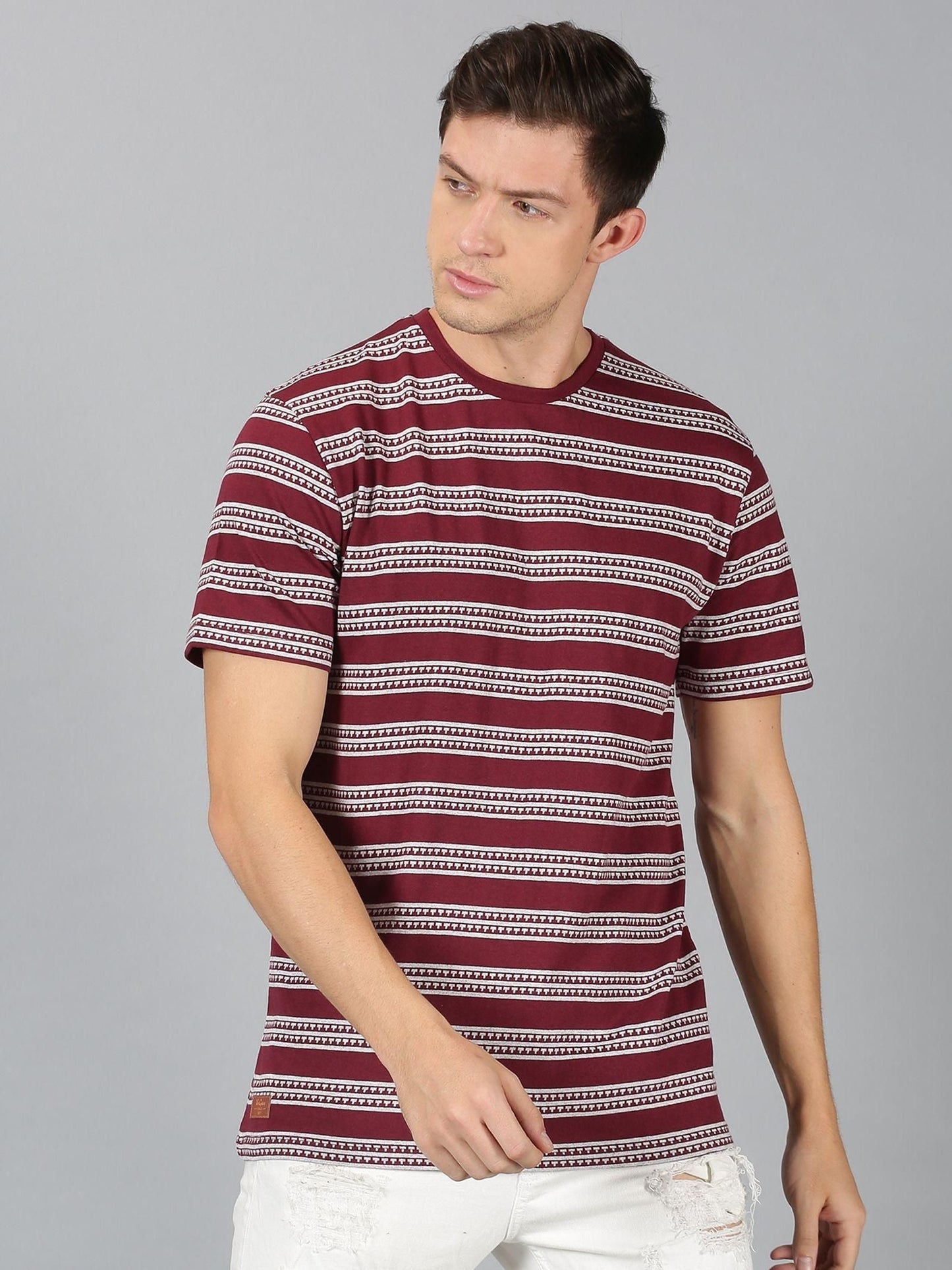 UrGear Cotton Stripes Half Sleeves Round Neck Mens Casual T-Shirt - Premium  from Mystical9 - Just Rs 628 /- Shop now at Mystical9.com