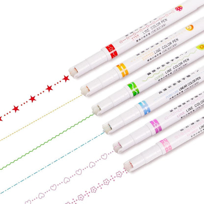 Linear Roller Color Pens Highlighters with 6 Different Curve Shapes (Set of 6) - Premium  from Mystical9 - Just Rs 600 /- Shop now at Mystical9.com