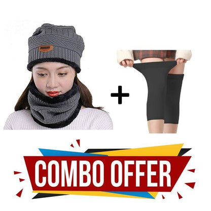 Eastern Club Winter Cap & Neck Scarf with 1 Pair Woolen Knee Cap for Unisex Combo - Premium  from Mystical9 - Just Rs 650 /- Shop now at Mystical9.com