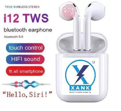 XANK TWS i12 Bluetooth Earphone with Portable Charging Case (White, True Wireless) - Premium  from Mystical9 - Just Rs 800 /- Shop now at Mystical9.com