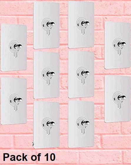 Punch-Free Wall-Mounted Screw Hook,Seamless Transparent No Nails Drill Waterproof Hooks for Bathroom, Kitchen, Home-Transparent, Stainless Steel (Pack of 10) - Premium  from Mystical9 - Just Rs 500 /- Shop now at Mystical9.com