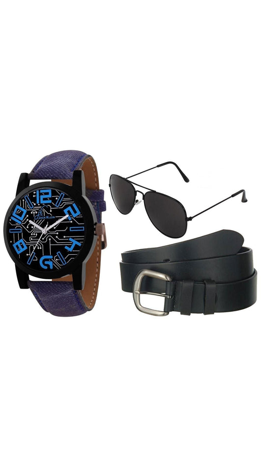 Men's Sunglasses , Belt & Watch (Pack of 3) - Premium  from Mystical9 - Just Rs 660 /- Shop now at Mystical9.com